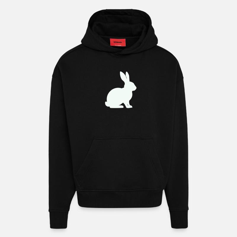 Bunny Silhouette Minimal - Sweat à capuche bio épais oversize fabriqué en UE - SOLID BLACK