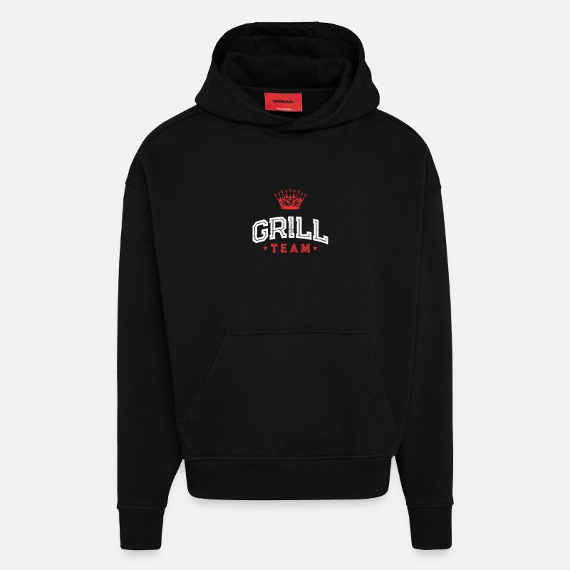 Équipe Grill - Sweat à capuche bio épais oversize fabriqué en UE - SOLID BLACK