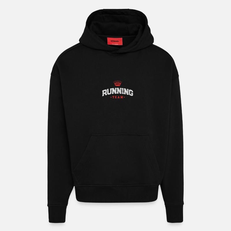 Équipe de course - Sweat à capuche bio épais oversize fabriqué en UE - SOLID BLACK