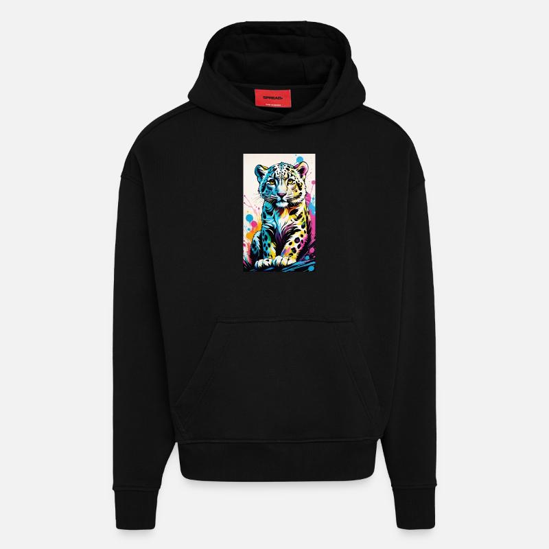 Schneeleopard | Leopard | Raubtier - Hoodie- made by SPREAD  - SOLID BLACK
