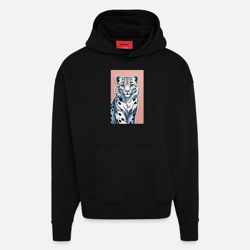 Snow Leopard | Leopard | Predator - Hoodie- made by SPREAD  - SOLID BLACK