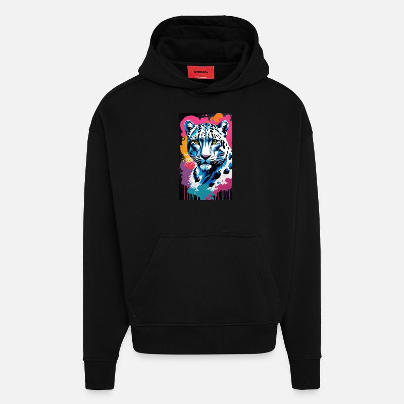 Schneeleopard | Leopard | Raubtier - Hoodie- made by SPREAD  - SOLID BLACK