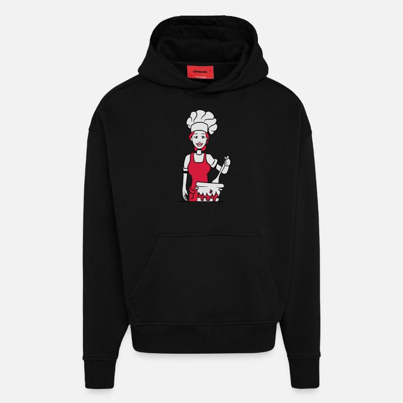 cuisinier cuisinier - Sweat à capuche bio épais oversize fabriqué en UE - SOLID BLACK