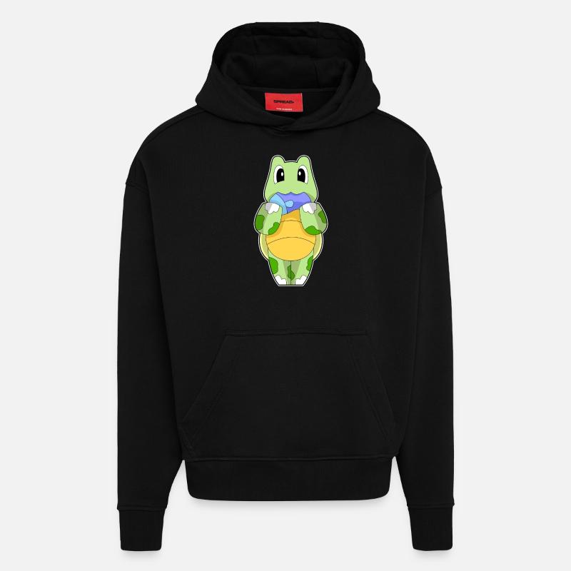 Poisson-tortue - Sweat à capuche bio épais oversize fabriqué en UE - SOLID BLACK