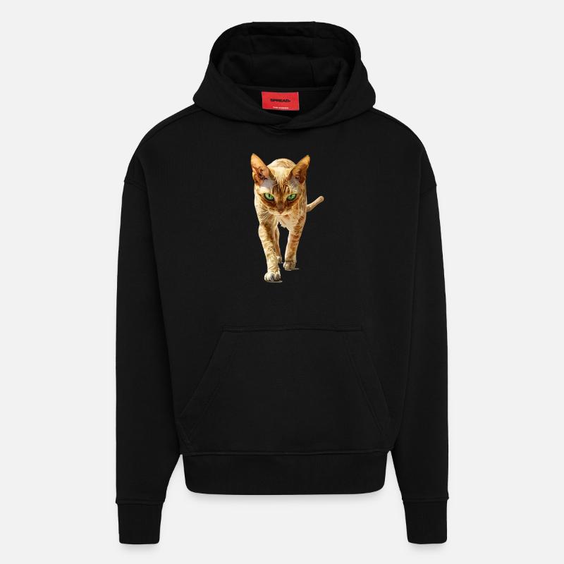 Devon Rex - Hoodie- made by SPREAD  - SOLID BLACK