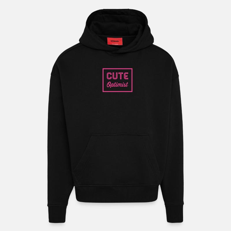 Optimiste mignon - Idée cadeau - Sweat à capuche bio épais oversize fabriqué en UE - SOLID BLACK