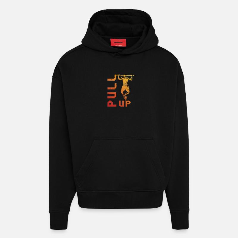 Gradient pull-up silhouette - Hoodie- made by SPREAD  - SOLID BLACK
