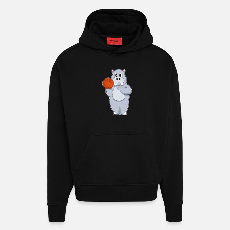 Hippo Basketteur Basketteur - Sweat à capuche bio épais oversize fabriqué en UE - SOLID BLACK