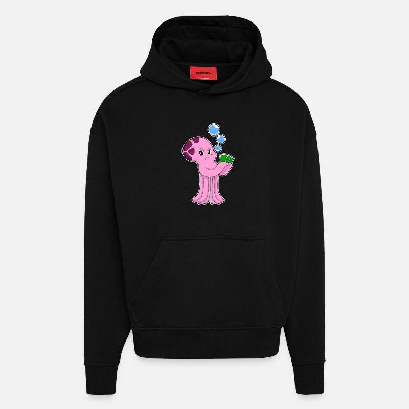 Cartes de poker Krake Poker - Sweat à capuche bio épais oversize fabriqué en UE - SOLID BLACK