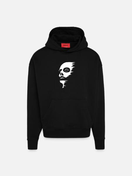 Visage fantomatique - Sweat à capuche bio épais oversize fabriqué en UE - SOLID BLACK