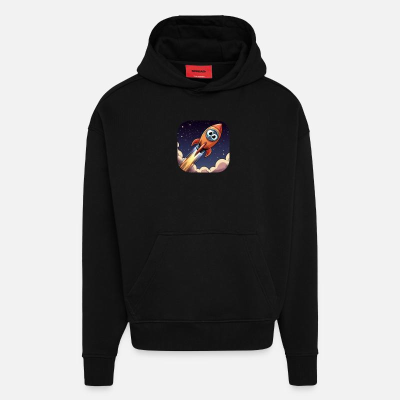 Comic Rakete mit Augen - Hoodie- made by SPREAD  - SOLID BLACK