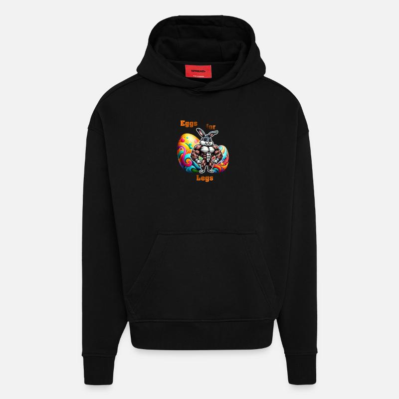 Eggs for Legs - Hoodie- made by SPREAD  - SOLID BLACK