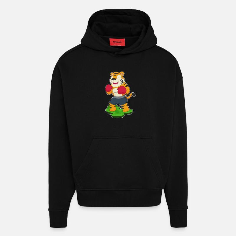 Tiger Boxer Boxhandschuhe Boxen - Hoodie- made by SPREAD  - SOLID BLACK