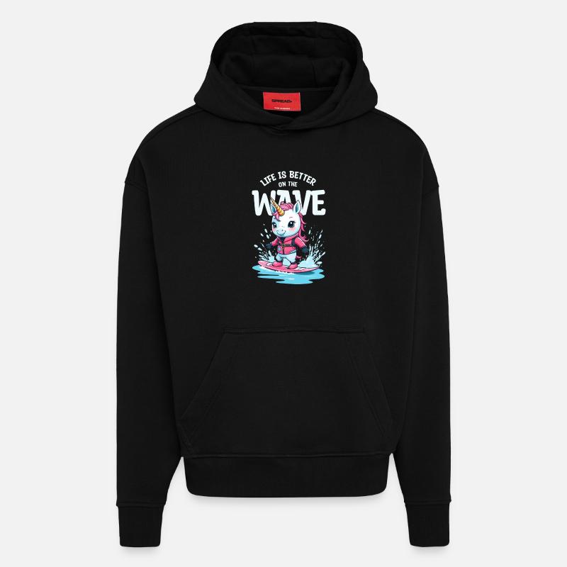 Wakeboard Einhorn - Hoodie- made by SPREAD  - SOLID BLACK