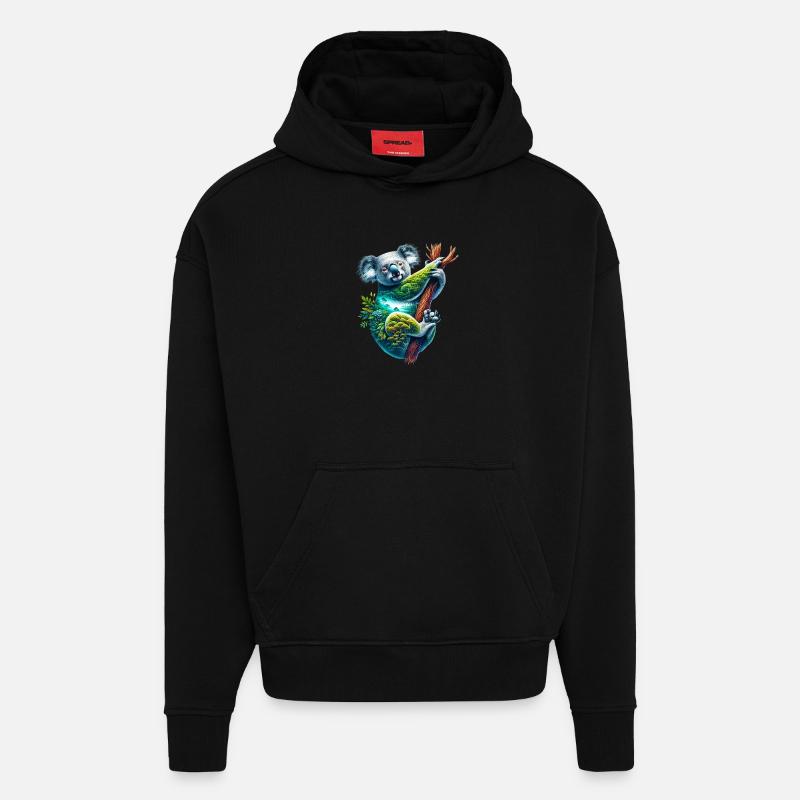 Koala - Sweat à capuche bio épais oversize fabriqué en UE - SOLID BLACK