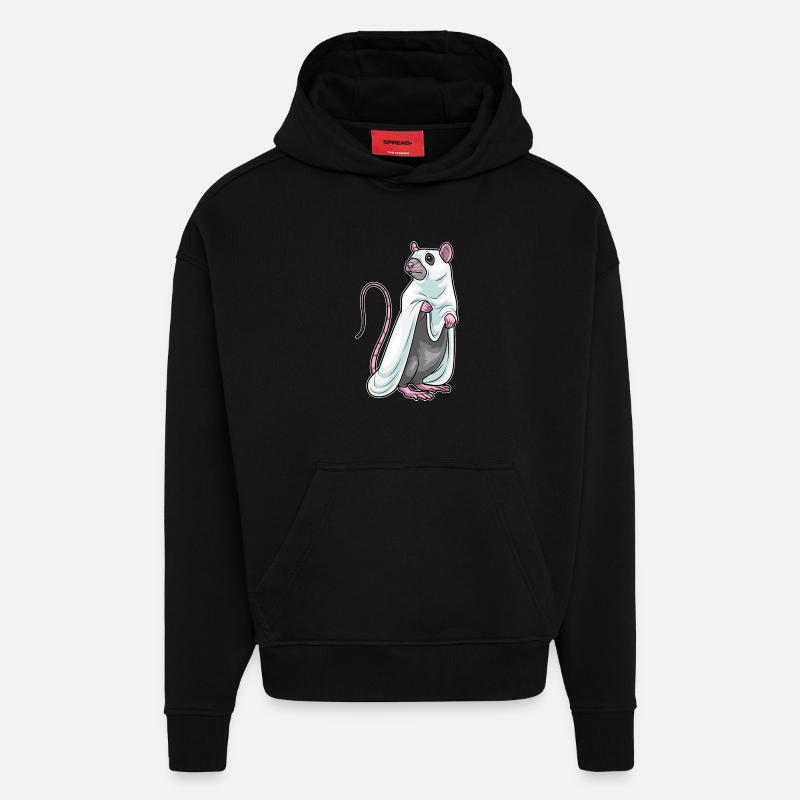 Rat Halloween Ghost - Hoodie- made by SPREAD  - SOLID BLACK