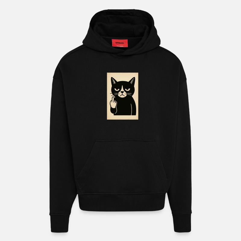 Chaton - Sweat à capuche bio épais oversize fabriqué en UE - SOLID BLACK
