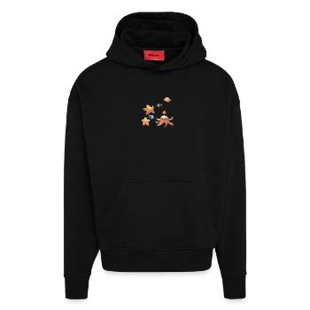 Colorful underwater world with animals - Hoodie- made by SPREAD  - SOLID BLACK - Front