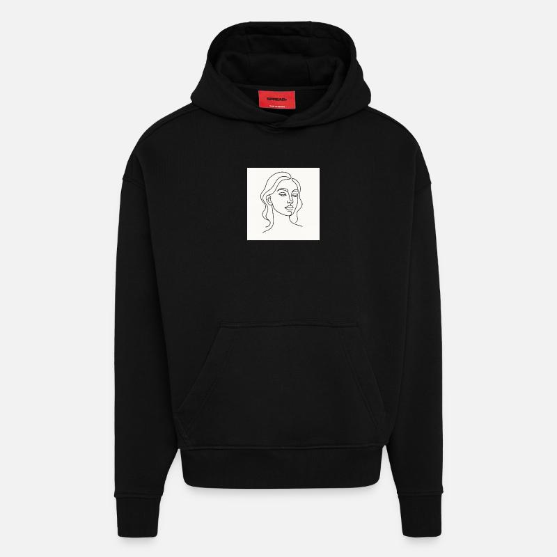 La dame dessinée - Sweat à capuche bio épais oversize fabriqué en UE - SOLID BLACK