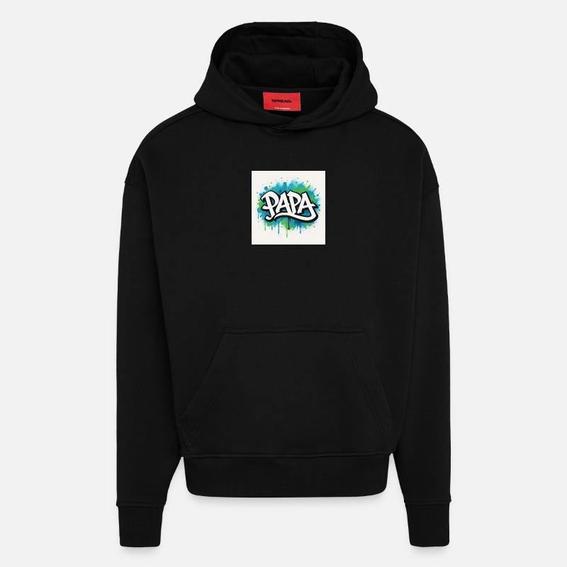 Graffiti Style Papa Illustration - Sweat à capuche bio épais oversize fabriqué en UE - SOLID BLACK
