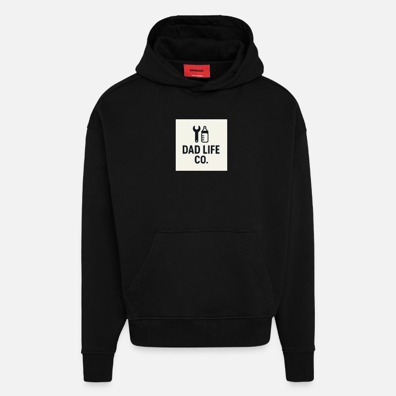 Bouteilles d’outils Dad Life Co - Sweat à capuche bio épais oversize fabriqué en UE - SOLID BLACK