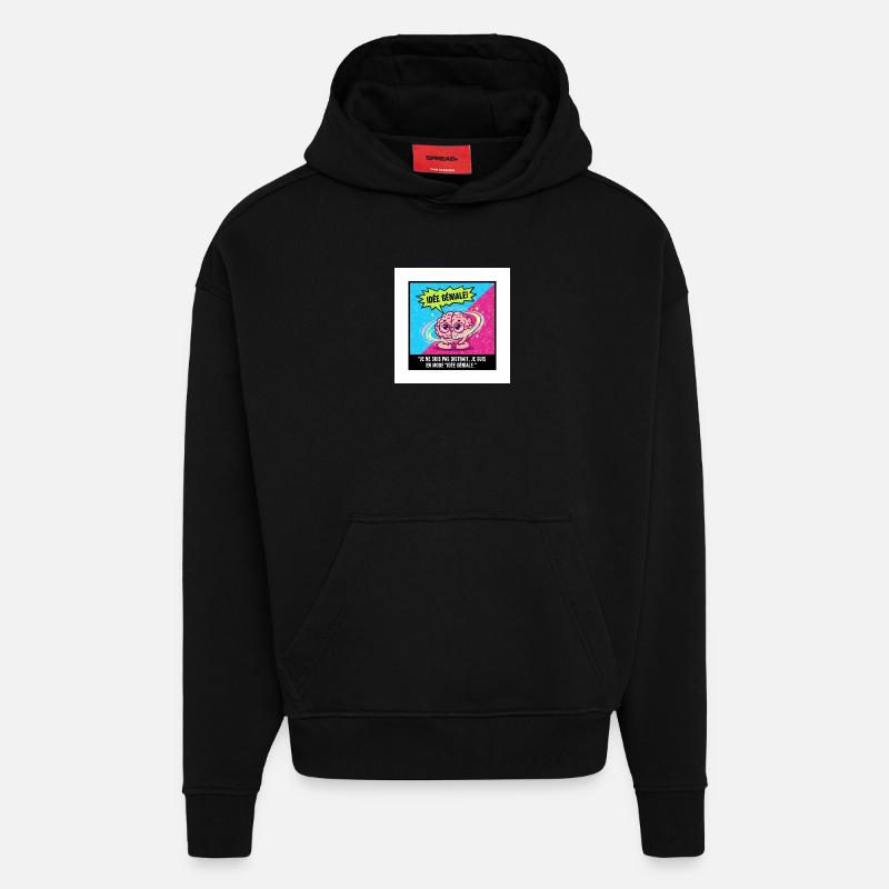 Idée Géniale Cerveau Pop - Sweat à capuche bio épais oversize fabriqué en UE - SOLID BLACK