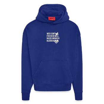 Frieden & Menschlichkeit - Hoodie- made by SPREAD  - Iconic Blue - Vorne