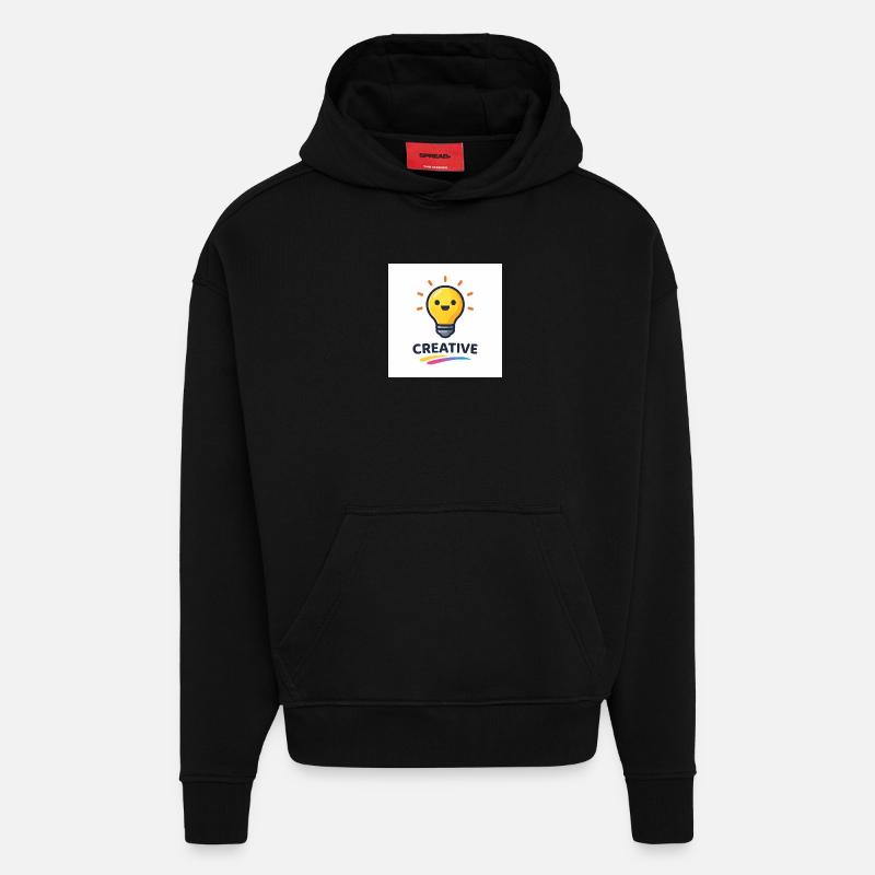 Conception créative d’éclairs lumineux - Sweat à capuche bio épais oversize fabriqué en UE - SOLID BLACK