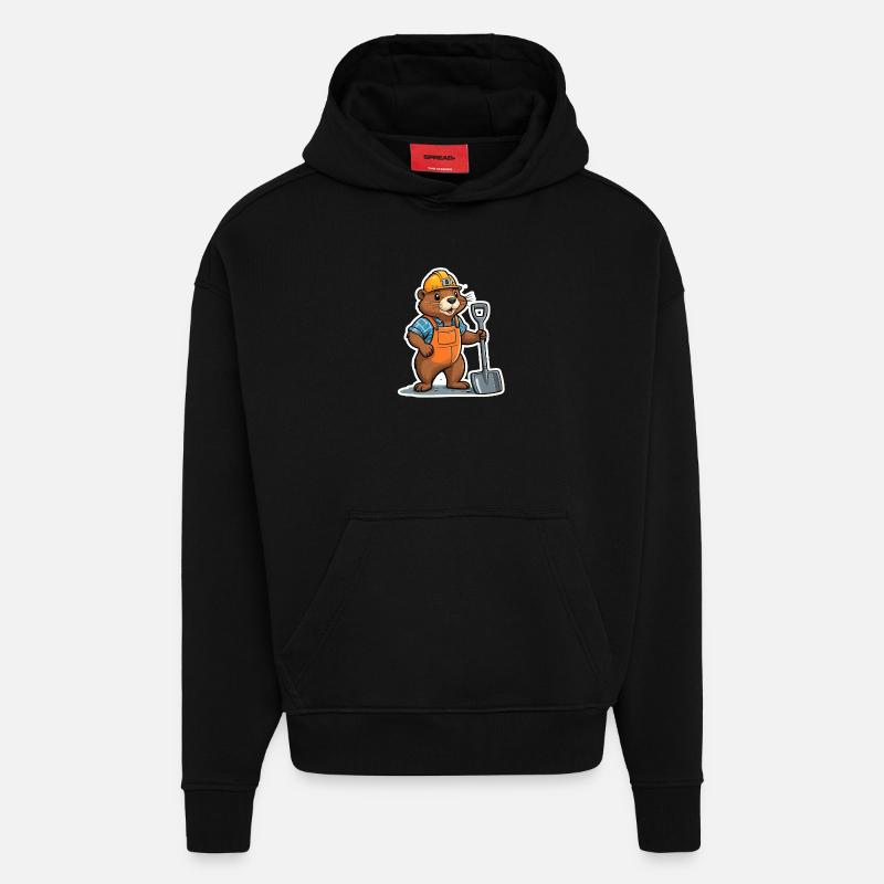 Chantiers de construction à Bieber - Sweat à capuche bio épais oversize fabriqué en UE - SOLID BLACK