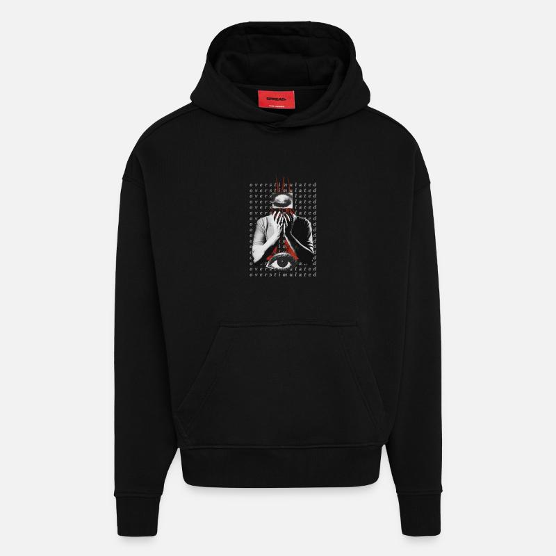 Surstimulé - Sweat à capuche bio épais oversize fabriqué en UE - SOLID BLACK