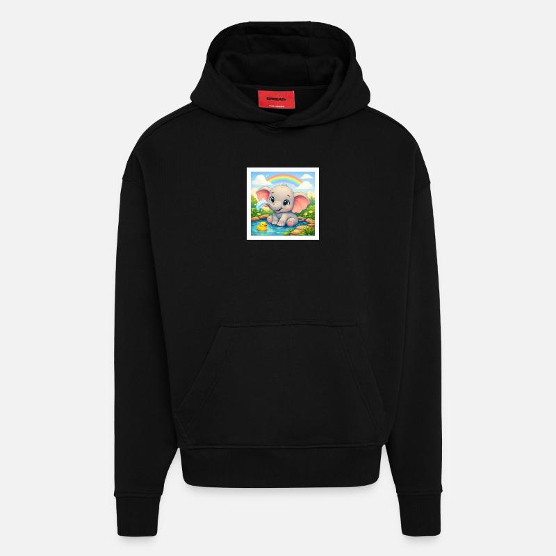 Elli the Elephant - Hoodie- made by SPREAD  - SOLID BLACK