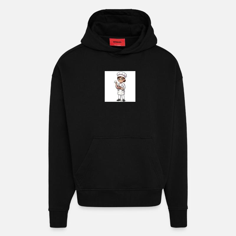 Cheffe pâtissière  - Sweat à capuche bio épais oversize fabriqué en UE - SOLID BLACK