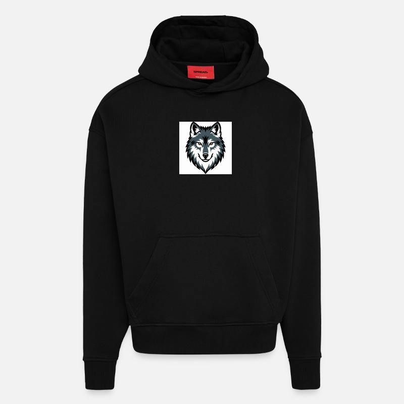 Wolf Graphic Emblem - Hoodie- made by SPREAD - SOLID BLACK