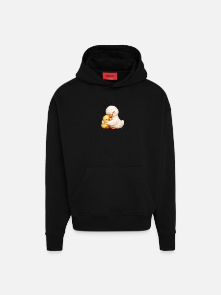 Mutter-Ente kuschelt mit ihrem Baby - Hoodie- made by SPREAD - SOLID BLACK