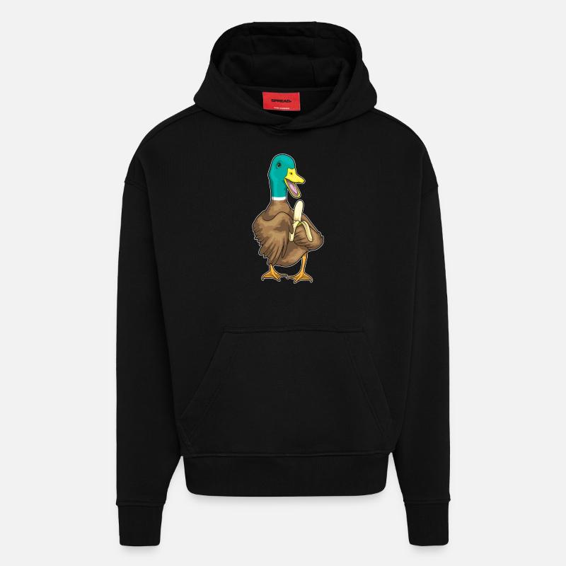 Canard Banane - Sweat à capuche bio épais oversize fabriqué en UE - SOLID BLACK