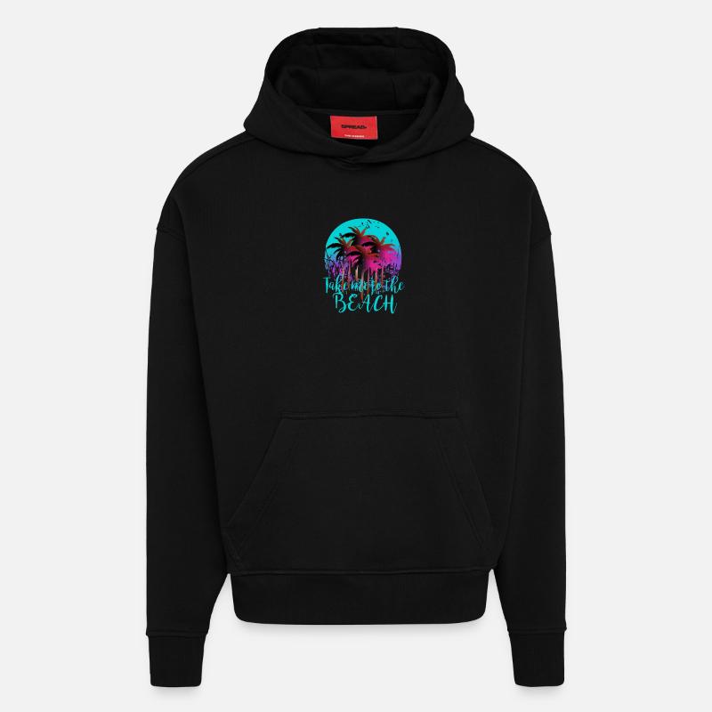 L’été, Emmène-moi à la plage - Sweat à capuche bio épais oversize fabriqué en UE - SOLID BLACK