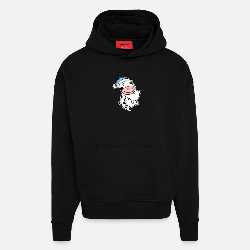 Bébé vache - Sweat à capuche bio épais oversize fabriqué en UE - SOLID BLACK