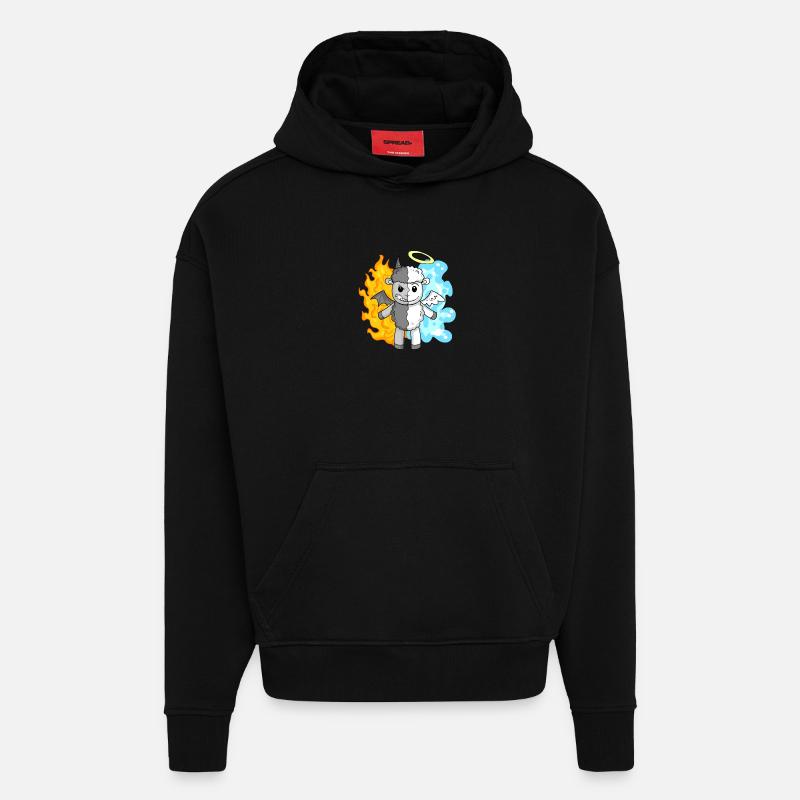 Sheep - Angels and Devils - Hoodie- made by SPREAD - SOLID BLACK