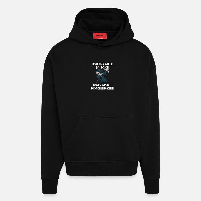 Sensenmann Berufswunsch Mit Menschen - Hoodie- made by SPREAD - SOLID BLACK