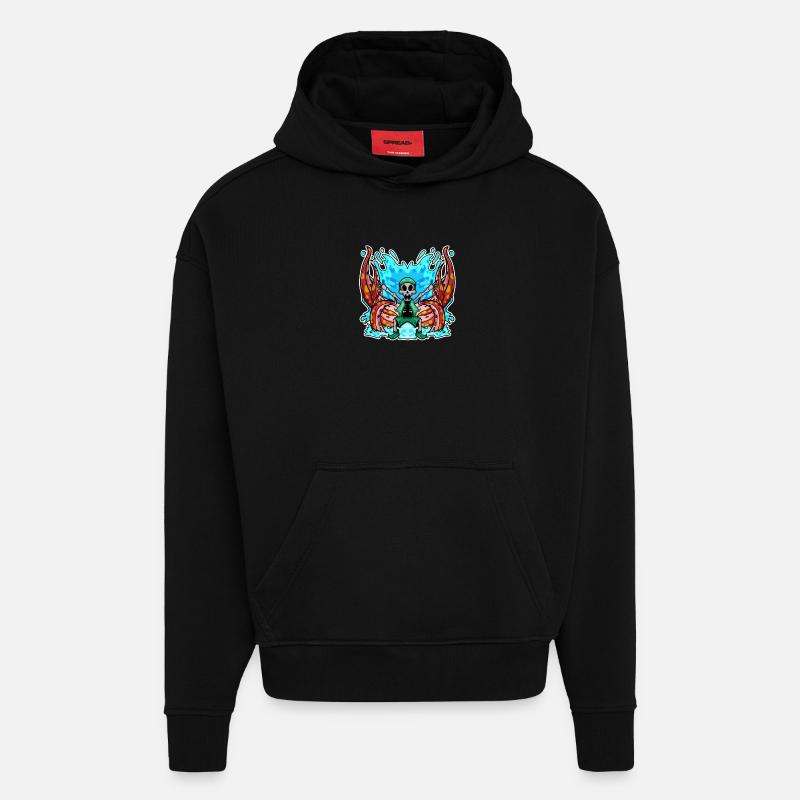 Squelette Octopus Pirate - Sweat à capuche bio épais oversize fabriqué en UE - SOLID BLACK