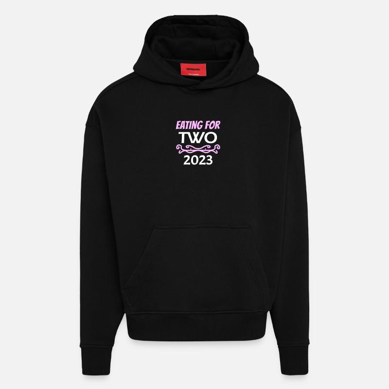 Grossesse Gémeaux 2023 - Sweat à capuche bio épais oversize fabriqué en UE - SOLID BLACK