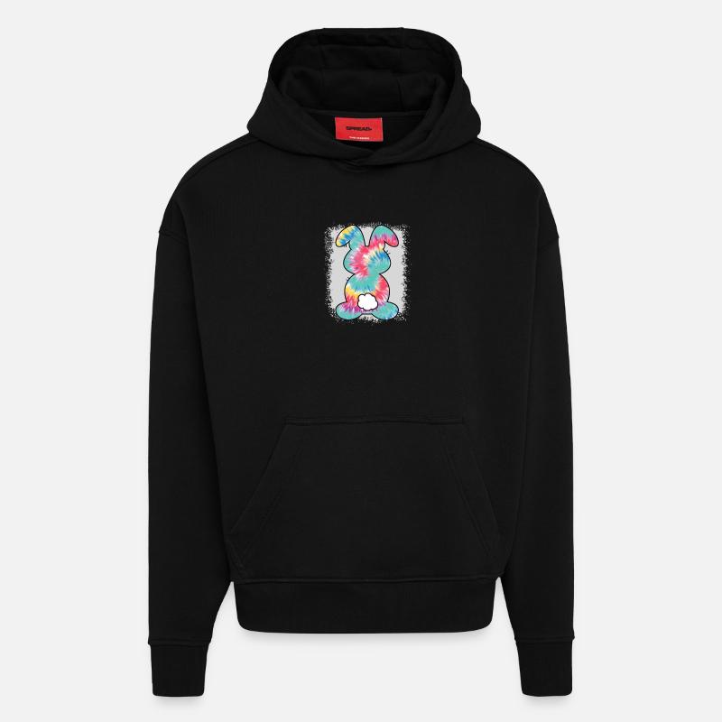 Tie Dye Rabbit Bleached Easter - Hoodie- made by SPREAD  - SOLID BLACK