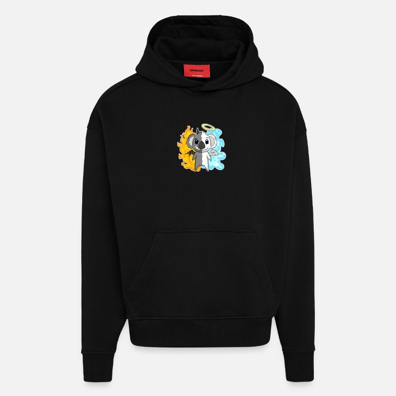 Koala - Anges et Diables - Sweat à capuche bio épais oversize fabriqué en UE - SOLID BLACK