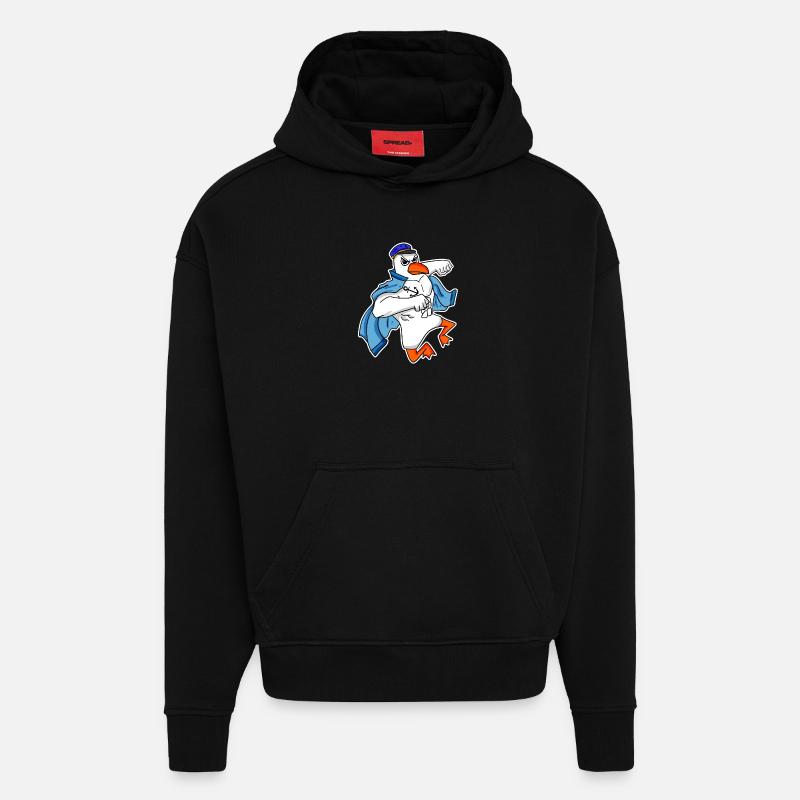 Mouette capitaine Faust - Sweat à capuche bio épais oversize fabriqué en UE - SOLID BLACK