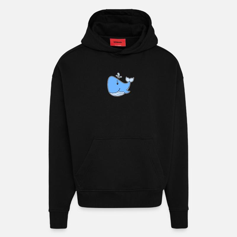 Baleine de mer - Sweat à capuche bio épais oversize fabriqué en UE - SOLID BLACK