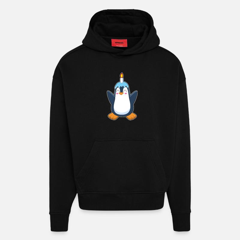 Bougie d’anniversaire Pingouin - Sweat à capuche bio épais oversize fabriqué en UE - SOLID BLACK