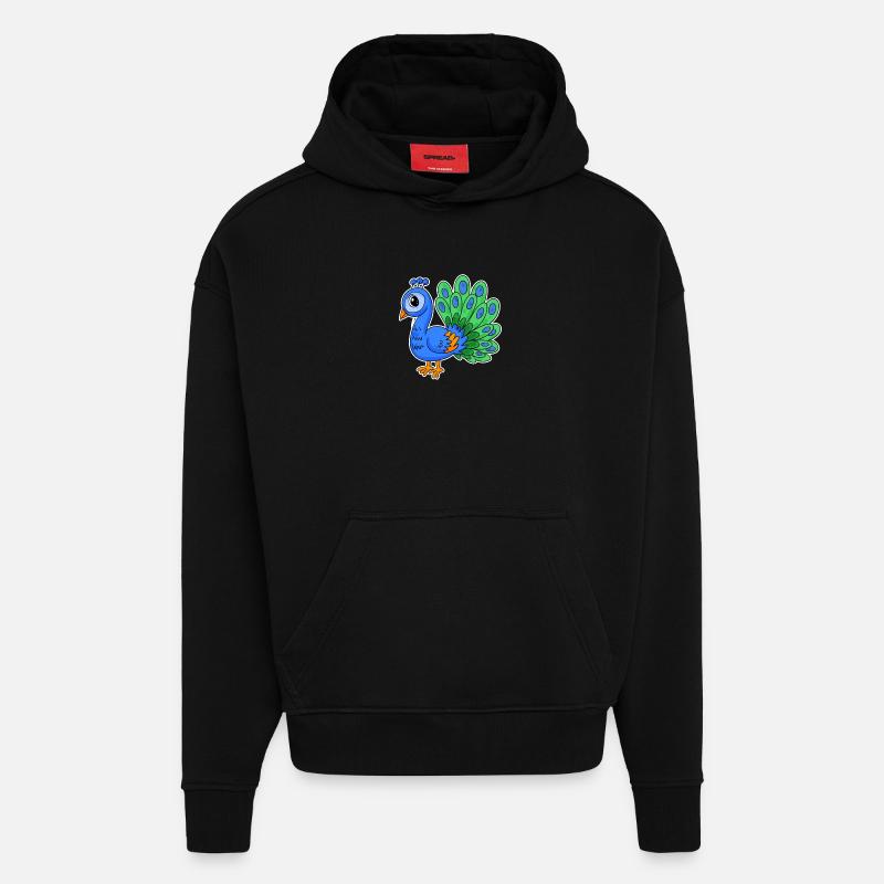Peacock - Hoodie- made by SPREAD  - SOLID BLACK
