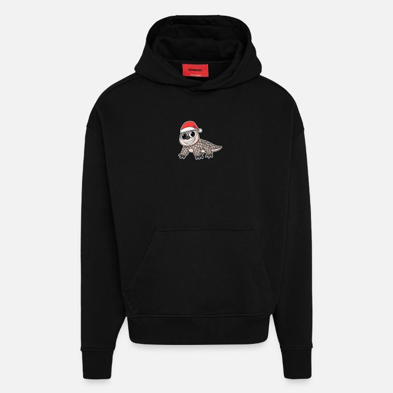 Pholidota Pangolin de Noël - Sweat à capuche bio épais oversize fabriqué en UE - SOLID BLACK