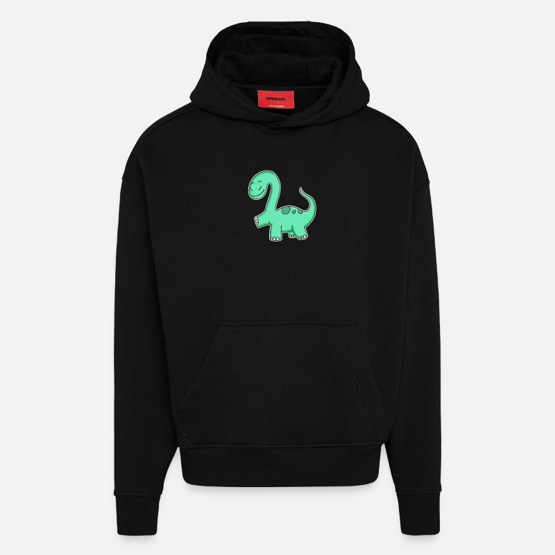 Dino - Sweat à capuche bio épais oversize fabriqué en UE - SOLID BLACK