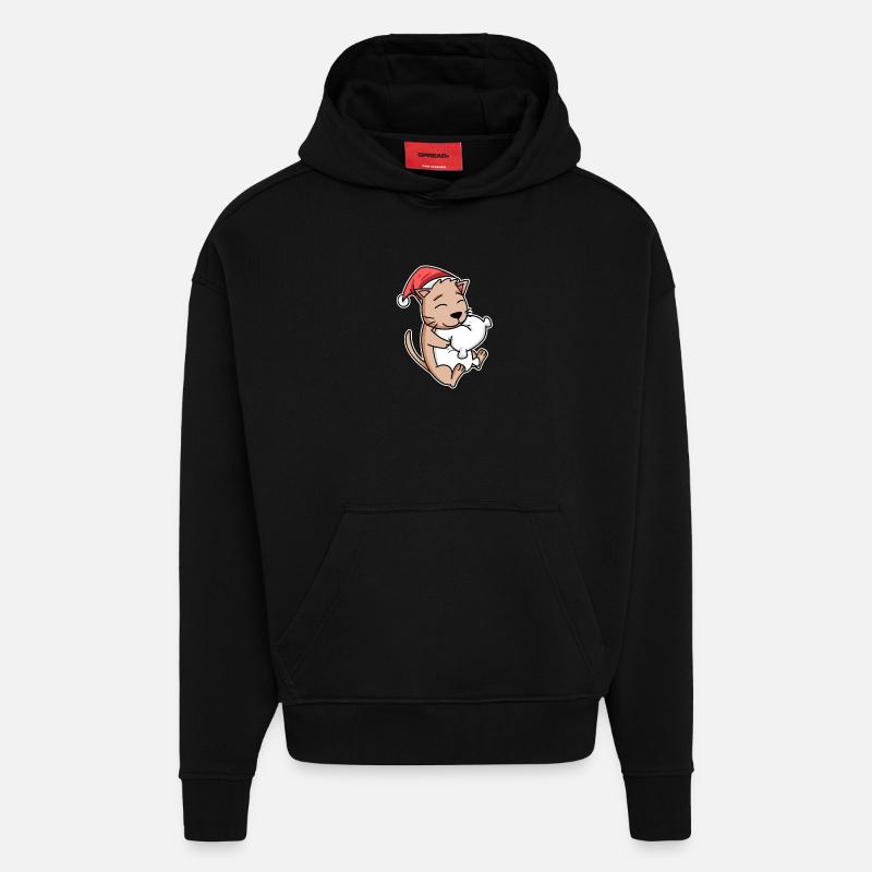 Chat - Sweat à capuche bio épais oversize fabriqué en UE - SOLID BLACK
